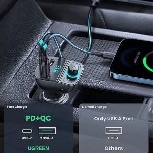 شارژر فندکی 31.5W و فرستنده بلوتوث یوگرین CD229 قابلیت شناسایی هوشمند دستگاه‌ها را دارد