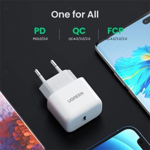 شارژر دیواری 20W+PD یوگرین مدل CD241 MFI از قابلیت Power Delivery پشتیبانی می‌کند