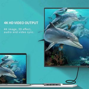 هاب 6 پورت Type C به USB3.0 ،AUX ،HDMI و PD یوگرین مدل CM136 دارای کیفیت تصویر 4K می باشد.