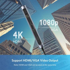 هاب 9 پورت Type-C به USB3.0 ،LAN ،VGA ،HDMI ،SD ،TF و PD یوگرین مدل CM-179 با انتقال تصویر 4K می باشد.