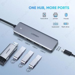 هاب 5 پورت Type-C به USB 3.0 و میکرو USB یوگرین CM219 با امکان شارژ همرمان با استفاده از هاب
