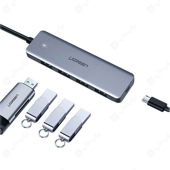 هاب 5 پورت Type-C به USB 3.0 و میکرو USB یوگرین CM219 با قابلیت انتقال سریع داده‌ها