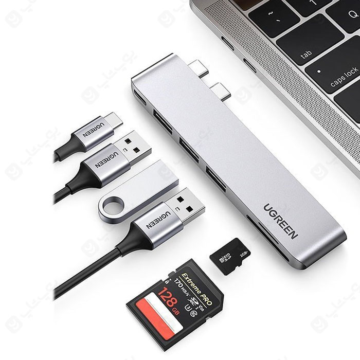 هاب 6 پورت Type C به USB 3.0 با یک پورت Type C و درگاه کارت حافظه با قابلیت PD یوگرین CM251 امکان انتقال تصاویر با سرعت بالا را دارد