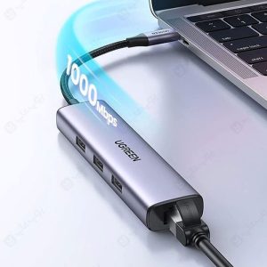 هاب 5 پورت Type C به 3*USB 3.0 و LAN با قابلیت PD یوگرین CM475 یک محصول کاربردی است