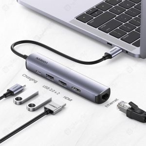 هاب 5 پورت Type-C به USB3.0 ،LAN ،HDMI و PD یوگرین مدل CM418 دارای 5 پورت با کارایی بالا می باشد.