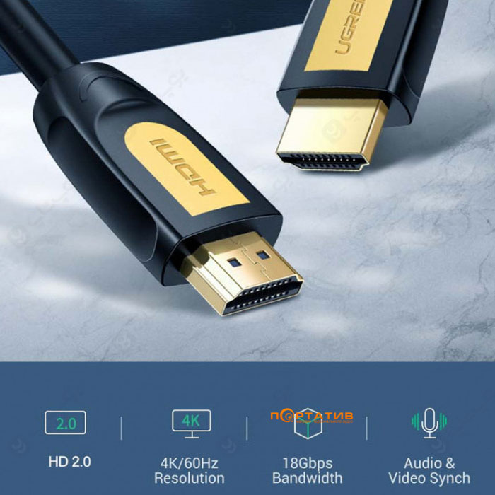 کابل V2.0 HDMI 4K یوگرین HD101 به طول 10 متر با دستگاه‌های متنوعی سازگار است.