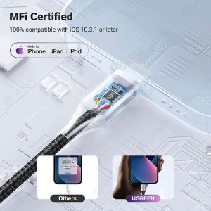 تبدیل لایتنینگ آیفون به جک 3.5 میلی متر یوگرین مدل US211 MFI با مدل‌های مختلف آیفون سازگار است