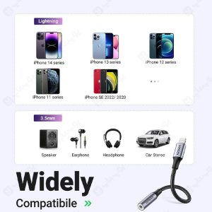 تبدیل لایتنینگ آیفون به جک 3.5 میلی متر یوگرین مدل US211 MFI مناسب برای استفاده روزمره