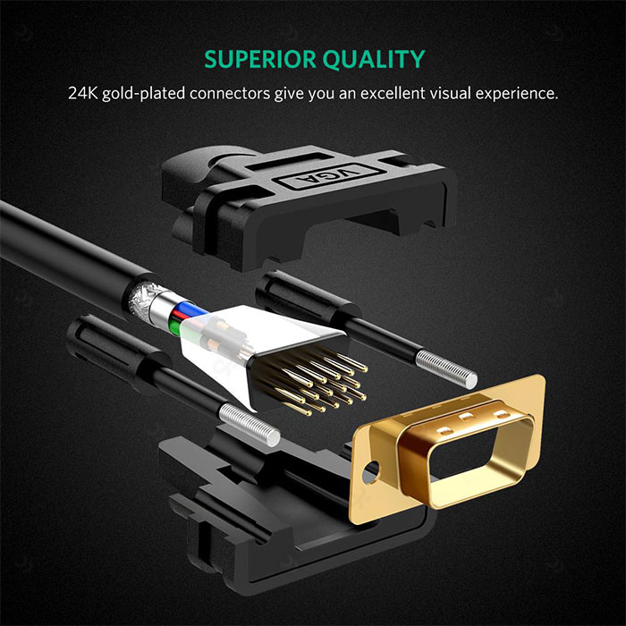 کابل VGA یوگرین VG101 به طول 2 متر با کاربرد ساده و آسان 