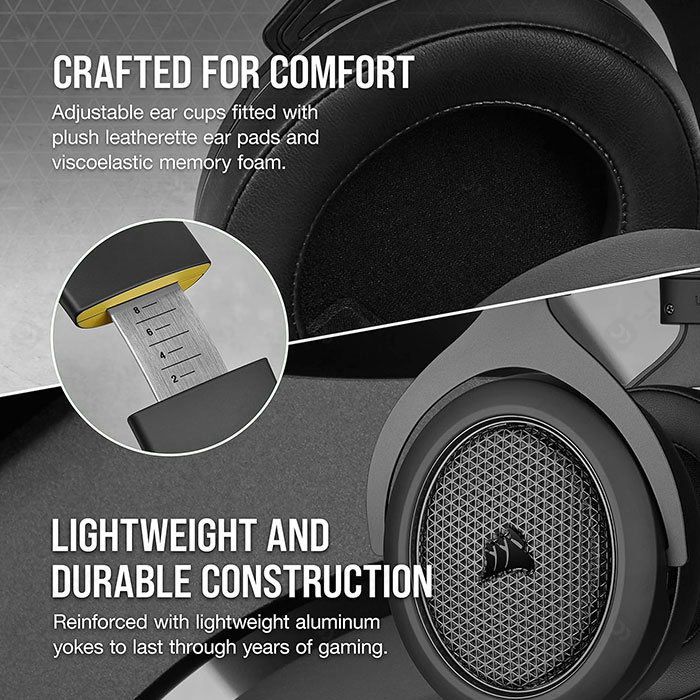 هدست گیمینگ سیمی کورسیر مدل HS70 Bluetooth با هدبند قابل تنظیم می باشد.