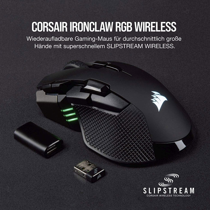 موس بی سیم گیمینگ کورسیر مدل IRONCLAW RGB با قابلیت نورپردازی RGB