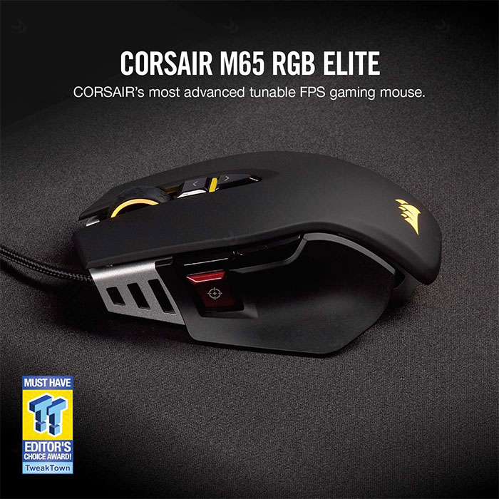 موس سیمی گیمینگ کورسیر مدل M65 RGB ELITE طراحی حرفه‌ای دارد.