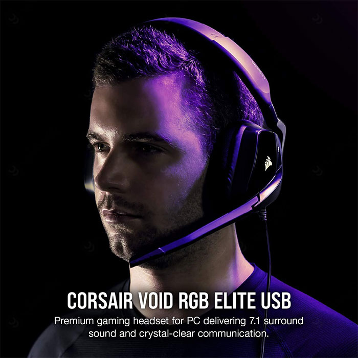 هدست سیمی گیمینگ کورسیر مدل Void RGB Elite با صدای 7.1 کانال با قابلیت اتصال آسان