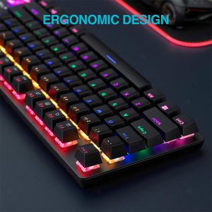 کیبورد سیمی گیمینگ RGB مکانیکال رپو مدل V500SE دارای طراحی ارگونومیک می باشد.
