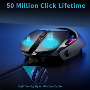 موس گیمینگ بی سیم رپو مدل VT960S با سوئیچ های دارای 50 میلیون کلیک عمر مفید است.
