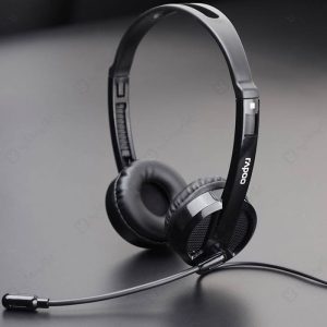 هدست سیمی رپو مدل H120 با طراحی ظاهری ساده است.