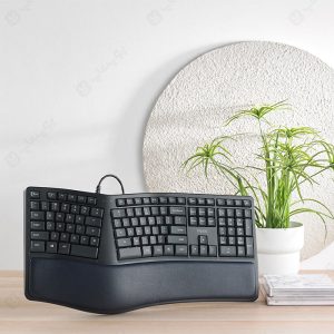 کیبورد سیمی ارگونومیک رپو مدل NK8800 دارای طراحی منحصر به فرد است.
