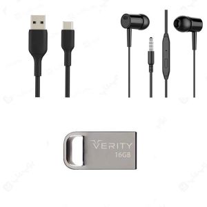 پک فلش 16 گیگ وریتی+هندزفری سیمی+کابل تایپ C یوپ شاپ FRI4
