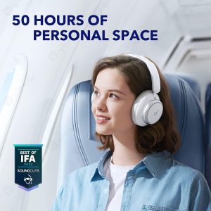 هدست بلوتوثی انکر مدل Soundcore Space Q45 با باتری پرقدرت و مناسب برای سفر است.