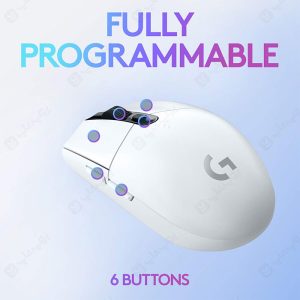 موس بی سیم گیمینگ لاجیتک مدل G304 با 6 کلید قابل برنامه ریزی است.
