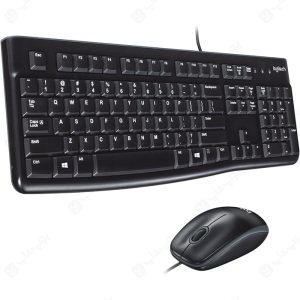 ست موس و کیبورد سیمی لاجیتک مدل MK120 با حروف فارسی با طراحی ساده است.