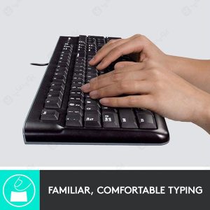 ست موس و کیبورد سیمی لاجیتک مدل MK120 با حروف فارسی با کیبورد ارگونومیک است.