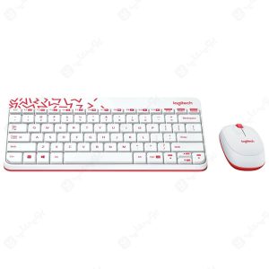 ست موس و کیبورد بی سیم لاجیتک مدل MK240 در رنگ بندی سفید است.