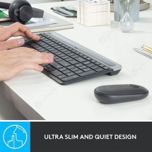 ست موس و کیبورد بی سیم لاجیتک مدل MK470 با حروف فارسی با طراحی فوق باریک است.