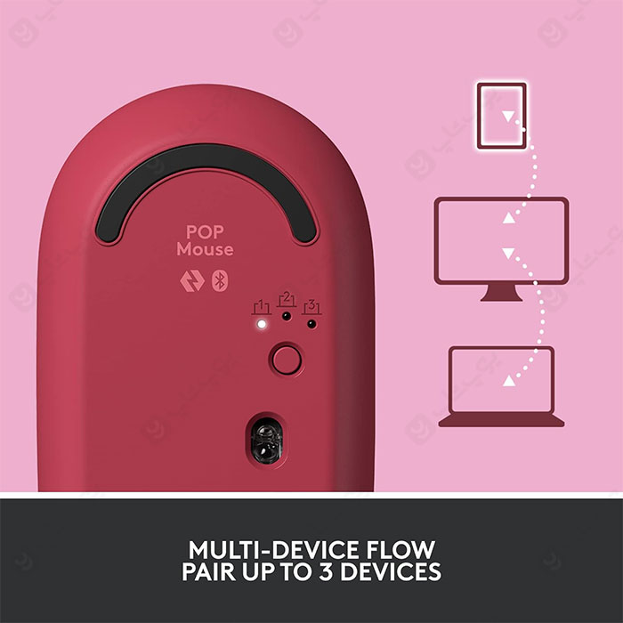 ماوس بی سیم لاجیتک مدل POP Mouse قابل اتصال به 3 دیوایس مختلف است.