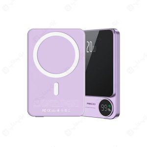 پاوربانک 10000mAh وایرلس شارژ رسی مدل RPB-W16 در رنگ بندی بنفش می باشد.