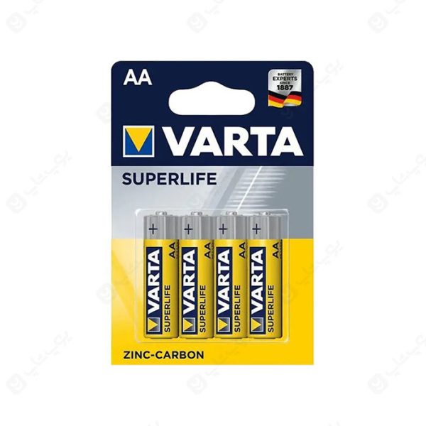باتری قلمی AA وارتا مدل SUPERLIFE پک 4 تایی در رنگ بندی زرد می باشد.