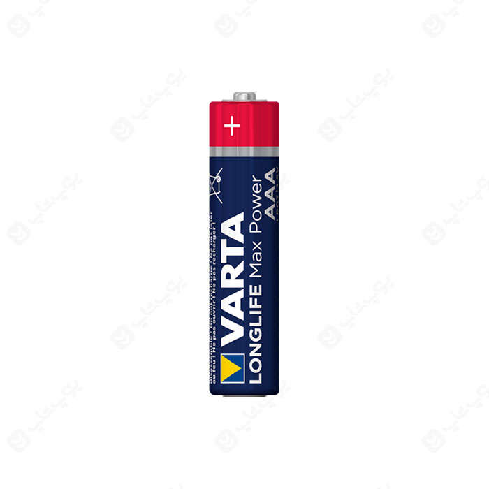 باتری نیم قلمی AAA آلکالاین وارتا مدل LONGLIFE MAX POWER پک 4 تایی در ابعاد استاندارد نیم قلمی