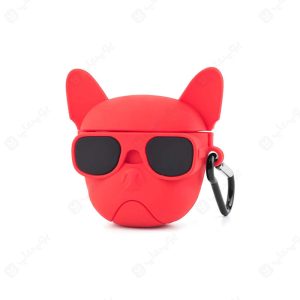 کاور سیلیکونی عروسکی Airpods Pro طرح بول داگ - کد 3009 به رنگ قرمز