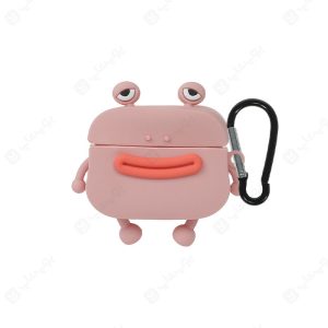 کاور سیلیکونی عروسکی AirPods pro طرح قورباغه صورتی کد – 389