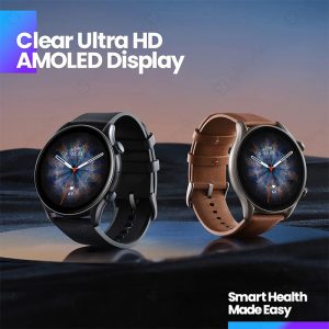ساعت هوشمند امیزفیت مدل GTR 3 Pro با نمایشکر AMOLED با کیفیت است.