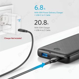 پاوربانک 20000mAh فست شارژ انکر مدل A1287 با قابلیت شارژ 18 وات خود پاوربانک است.