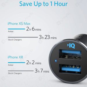 شارژر فندکی 24W انکر مدل A2727 دارای قابلیت شارژ سریع است.