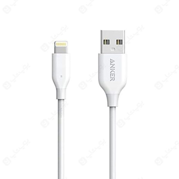 کابل شارژ USB به لایتنینگ انکر مدل A8111 PowerLine به طول 0.9 متر در رنگ بندی سفید است.