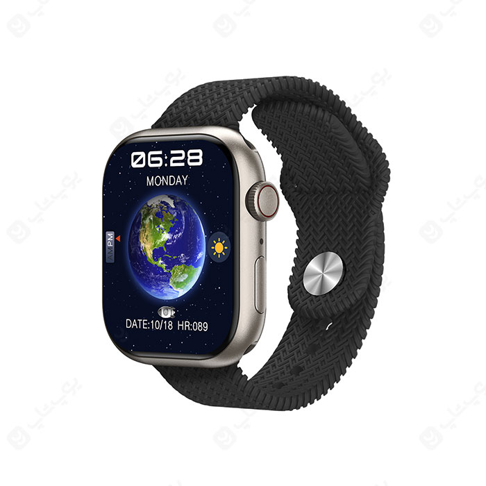 ساعت هوشمند مدل + HK9 Pro نسخه Chat GPT در رنگ بندی سیلور با بند مشکی