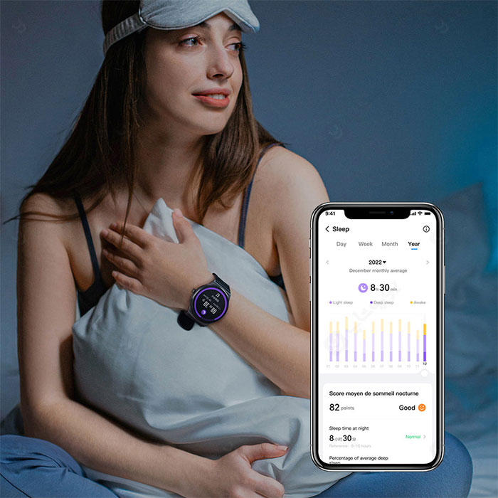 ساعت هوشمند هایلو مدل Solar Lite با حالت مونیتورینگ حالت خواب می باشد.