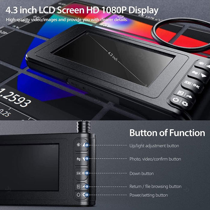آندوسکوپ ویدئویی با لنز دوگانه مدل Inskam129-2 با نمایشگر 4.3 اینچی می باشد.