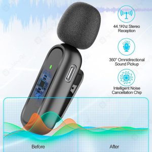 میکروفن یقه ای دوتایی لایتنینگ مدل K61 با قابلیت حذف نویز است.