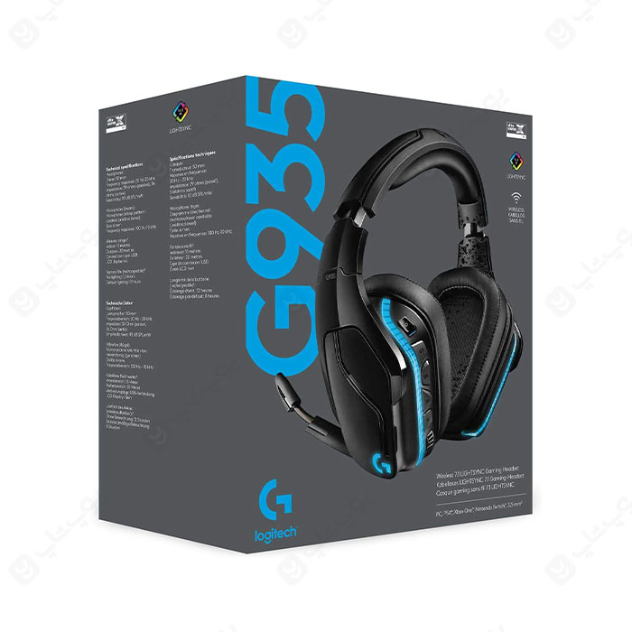 هدست گیمینگ بی سیم لاجیتک مدل G935 در بسته بندی مناسب قرار دارد.