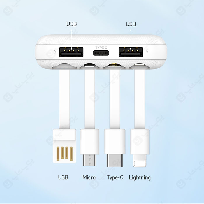 پاوربانک 10000mAh رسی مدل RP01 دارای 6 خروجی می باشد.