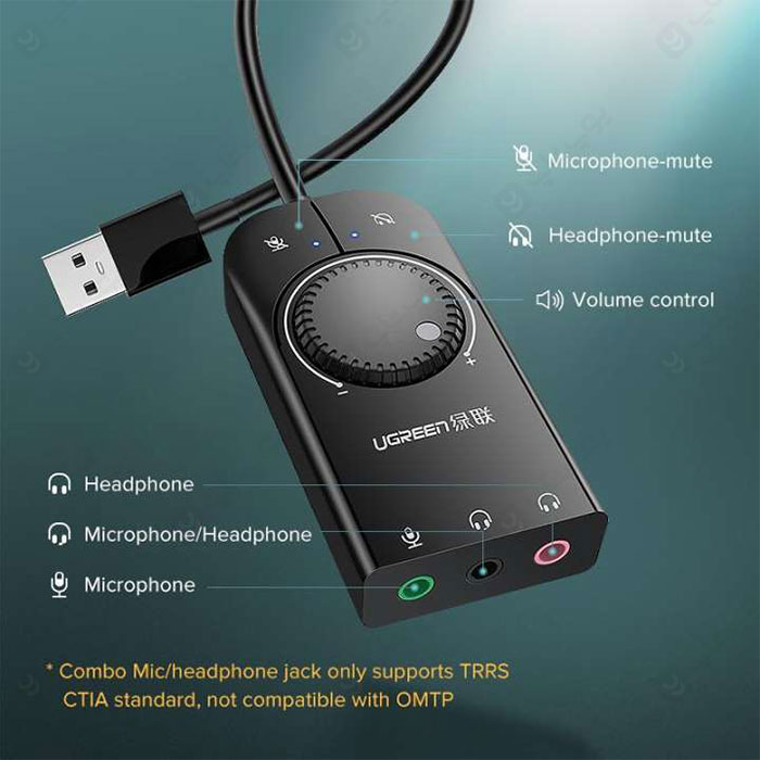 کارت صدا USB 2.0 یوگرین مدل CM129 برای انتقال صدای با کیفیت است.