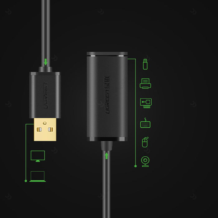 کابل افزایش طول (اکتیو) 2.0 USB یوگرین مدل US121 با سازگاری بالا می باشد.