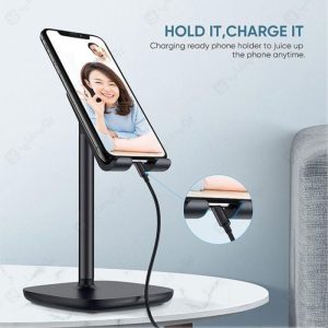 پایه نگهدارنده موبایل و تبلت یوگرین مدل LP177 دارای شیار برای عبور کابل شارژ می باشد.