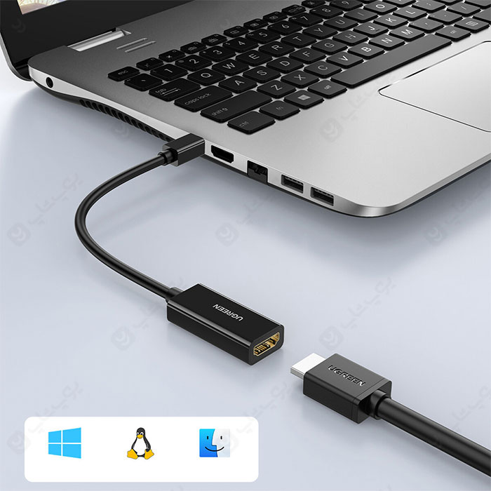 تبدیل Mini DisplayPort به HDMI یوگرین مدل MD112 با اتصال سریع و آسان است.