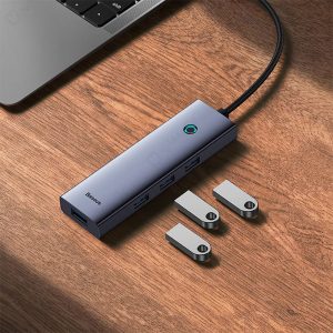 هاب 5 پورت Type-C به 3.0 USB و HDMI بیسوس مدل B00052809813 با 4 پورت USB3.0 است.