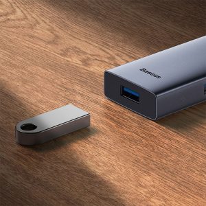 هاب 5 پورت Type-C به 3.0 USB و HDMI بیسوس مدل B00052809813 با سرعت بالای انتقال داده است.